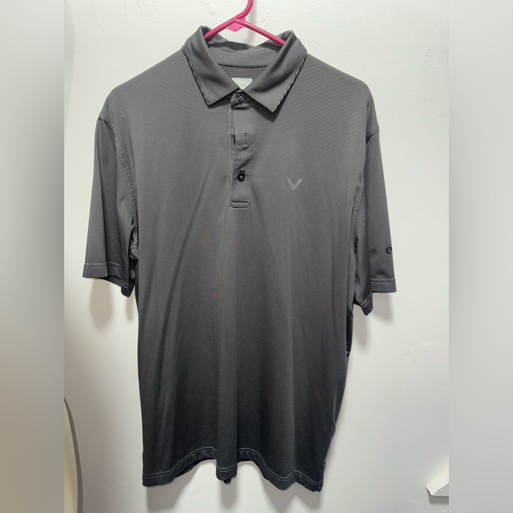 Callaway Opti Dri Golf Polo size medium  black and grey striped